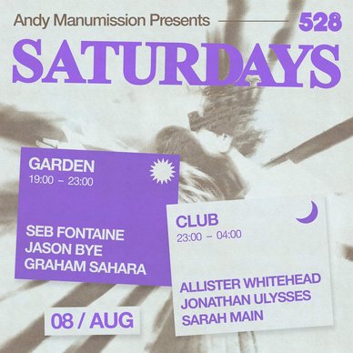 Saturdays 08 August 2026